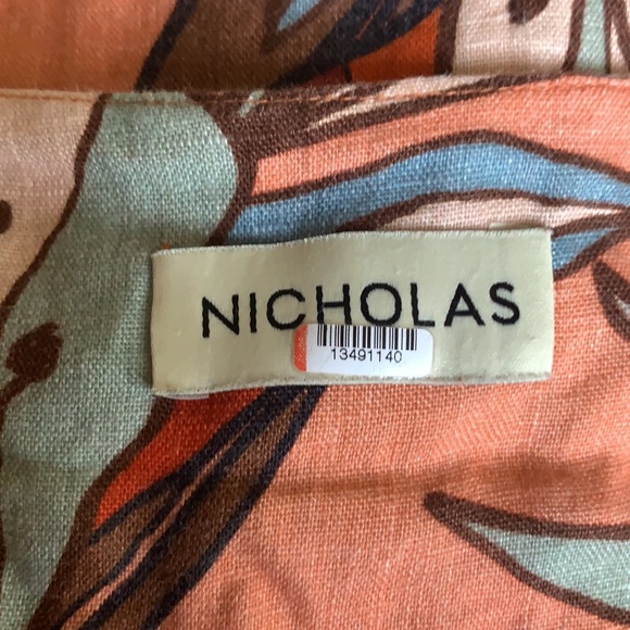 Nicholas Asilah Linen Floral Printer Cut Out Tie Dress Size 10 - Picture 6 of 8